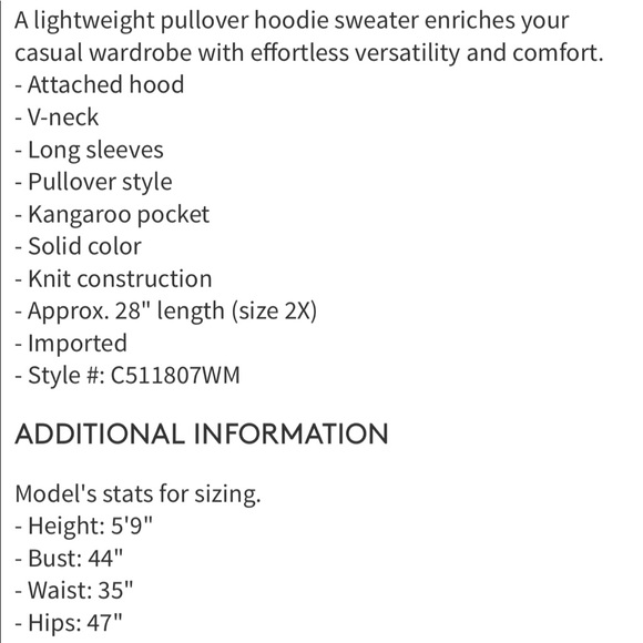 Cyrus Navy Hooded V Neck Pullover Hoodie Sweater - Picture 2 of 2